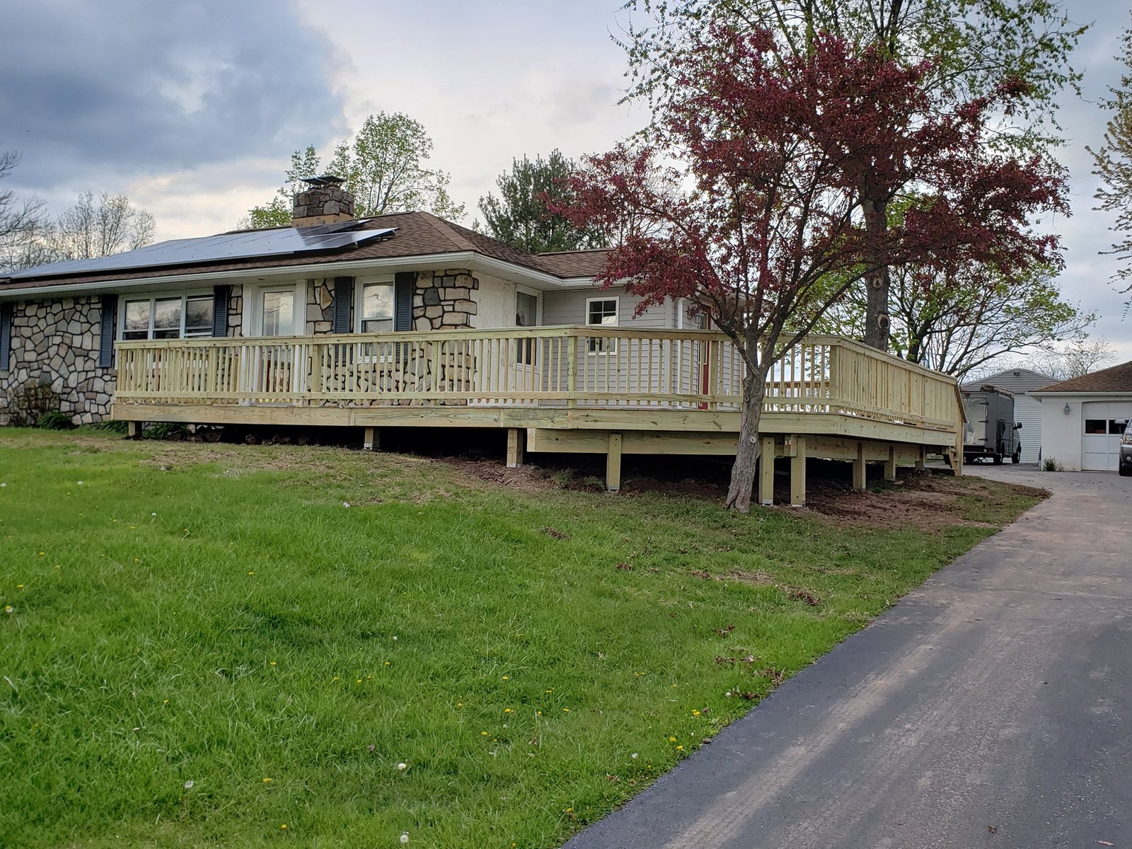 Rooftop solar panel install on a home