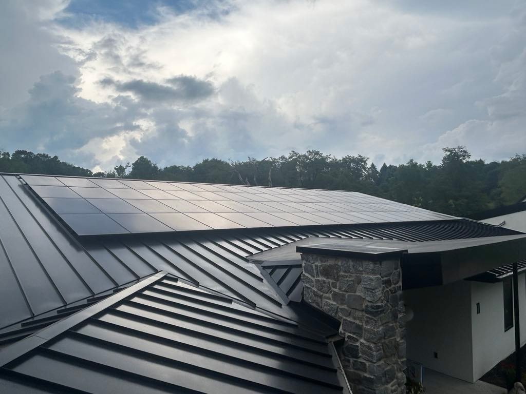 Solar panels on a standing-seam metal roof